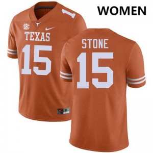 #15 Will Stone Longhorns Texas Orange Women Jersey NCAA Football