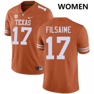 #17 Xavier Filsaime Texas Texas Orange Women Jersey Stitched Football