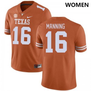 #16 Arch Manning Lone Star State Reps Texas Orange Women Jersey Alumni SEC Conference