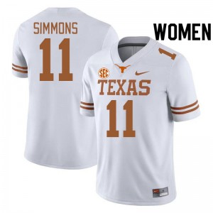 #11 Colin Simmons UT White Women's Jersey NCAA SEC Conference