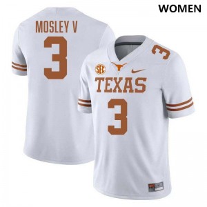 #3 Emmett Mosley V University of Texas White Womens Jersey Replica Football