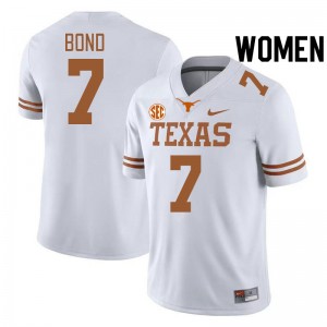 #7 Isaiah Bond Texas Longhorns White Womens Jersey Embroidery SEC Conference