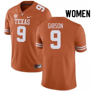 #9 Jerrick Gibson The Horns Texas Orange Women's Jersey Official SEC Conference