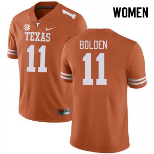 #11 Silas Bolden UT Austin Texas Orange Womens Jersey Alumni SEC Conference