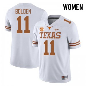 #11 Silas Bolden University of Texas White Women Jersey Embroidery SEC Conference