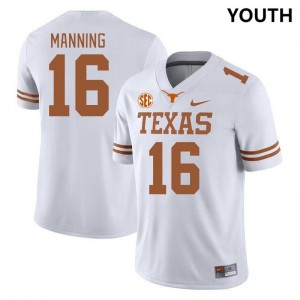 #16 Arch Manning Texas Longhorns White Youth Jersey Limited SEC Conference