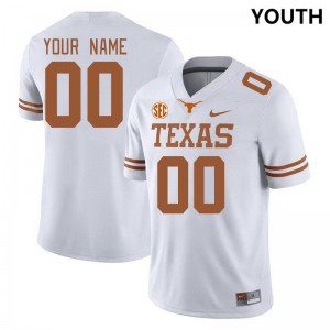 #00 Custom UT Austin White Youth Jersey 2025 SEC Conference