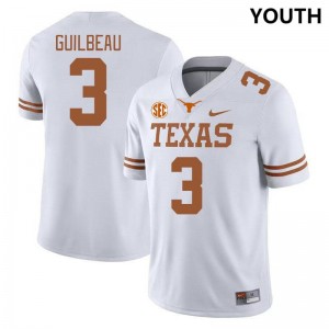 #3 Jaylon Guilbeau Longhorns White Youth Jersey NCAA SEC Conference