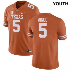 #5 Ryan Wingo Lone Star State Reps Texas Orange Youth Jersey NCAA SEC Conference