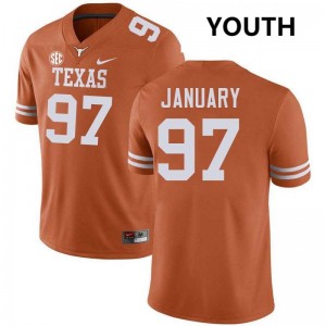 #97 Alex January UT Austin Texas Orange Youth Jersey Limited Football