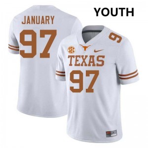 #97 Alex January Texas White Youth Jersey 2025 Football