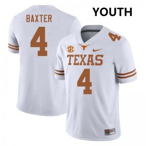 #4 CJ Baxter UT White Youth Jersey Limited Football