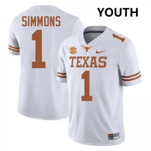 #1 Colin Simmons Texas White Youth Jersey 2025-26 Football