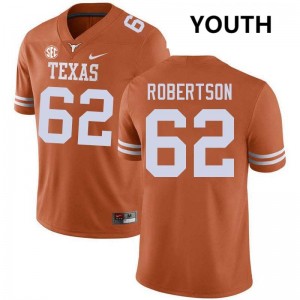 #62 Connor Robertson UT Texas Orange Youth Jersey High School Football