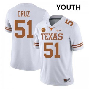 #51 Daniel Cruz UT White Youth Jersey 2025 Football