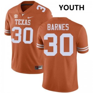 #30 Elijah Barnes University of Texas Texas Orange Youth Jersey Official Football