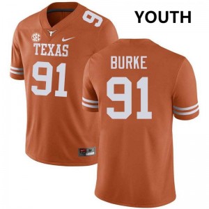 #91 Ethan Burke UT Texas Orange Youth Jersey Game Football