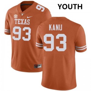 #93 Hero Kanu Burnt Orange Texas Orange Youth Jersey NCAA Football