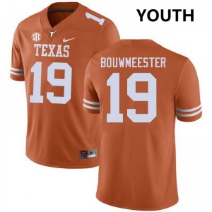 #19 Jack Bouwmeester Longhorns Texas Orange Youth Jersey Official Football