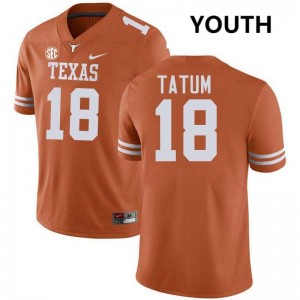 #18 Joe Tatum Texas Longhorns Texas Orange Youth Jersey Limited Football