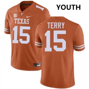 #15 Justus Terry UT Texas Orange Youth Jersey Game Football