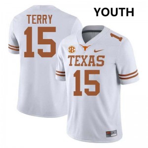 #15 Justus Terry Texas Longhorns White Youth Jersey 2025-26 Football