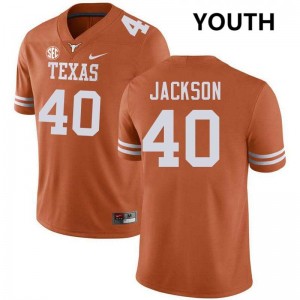 #40 Lance Jackson UT Austin Texas Orange Youth Jersey Alumni Football