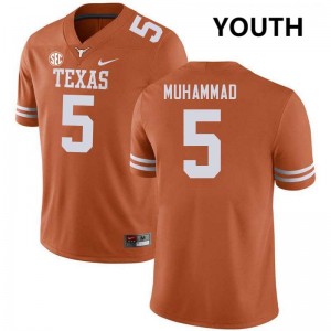 #5 Malik Muhammad Texas Longhorns Texas Orange Youth Jersey Stitched Football