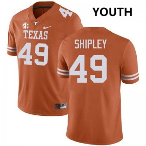 #49 Mason Shipley UT Texas Orange Youth Jersey Game Football