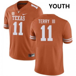 #11 Michael Terry III Longhorns Texas Orange Youth Jersey University Football
