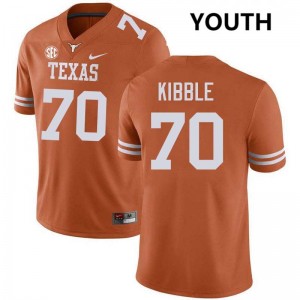 #70 Nate Kibble University of Texas Texas Orange Youth Jersey Embroidery Football