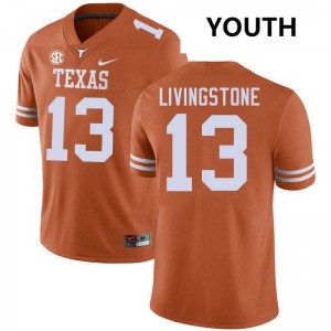 #13 Parker Livingstone Burnt Orange Texas Orange Youth Jersey High School Football