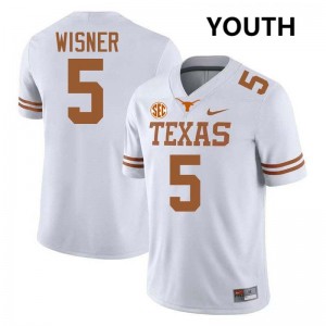 #5 Quintrevion Wisner Texas White Youth Jersey Stitched Football