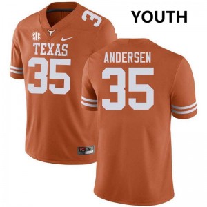 #35 Rett Andersen Burnt Orange Texas Orange Youth Jersey Player Football