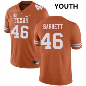 #46 Spencer Barnett UT Texas Orange Youth Jersey Player Football
