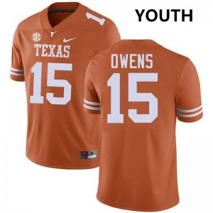 #15 Trey Owens The Horns Texas Orange Youth Jersey Stitched Football