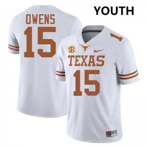 #15 Trey Owens Longhorns White Youth Jersey Limited Football