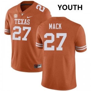 #27 Wardell Mack UT Texas Orange Youth Jersey Official Football