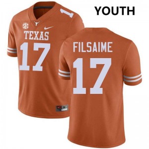 #17 Xavier Filsaime UT Texas Orange Youth Jersey University Football