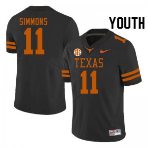 #11 Colin Simmons Texas Black Youth Jersey Stitched SEC Conference