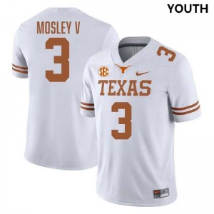 #3 Emmett Mosley V University of Texas White Youth Jersey Embroidery Football