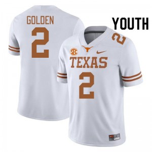#2 Matthew Golden University of Texas White Youth Jersey Game SEC Conference